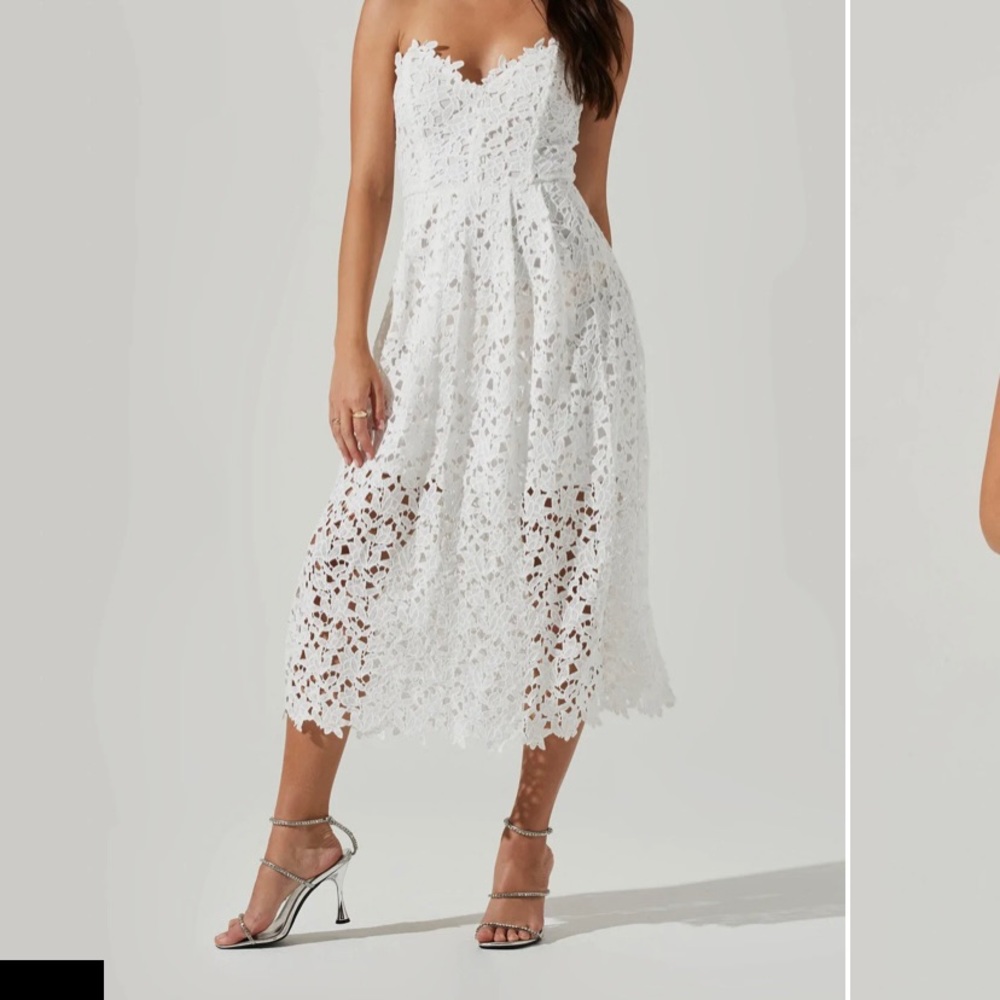 Astr the label Anaya Strapless Lace Midi Dress. White size medium